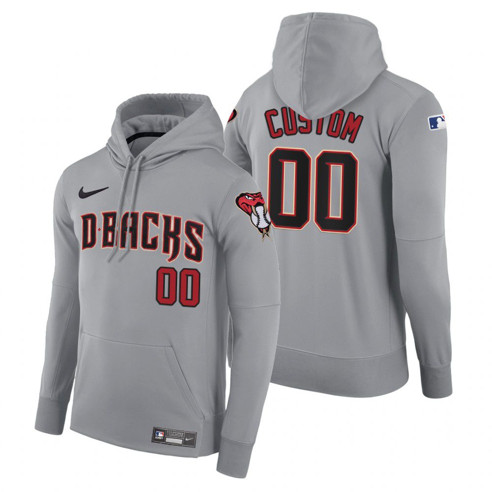 Men Arizona Diamondback #00 Custom gray road hoodie 2021 MLB Nike Jerseys->customized mlb jersey->Custom Jersey